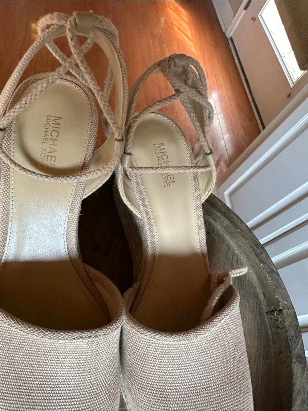 MICHAEL Michael Kors Blush Canvas Espadrille Wedge Sandals